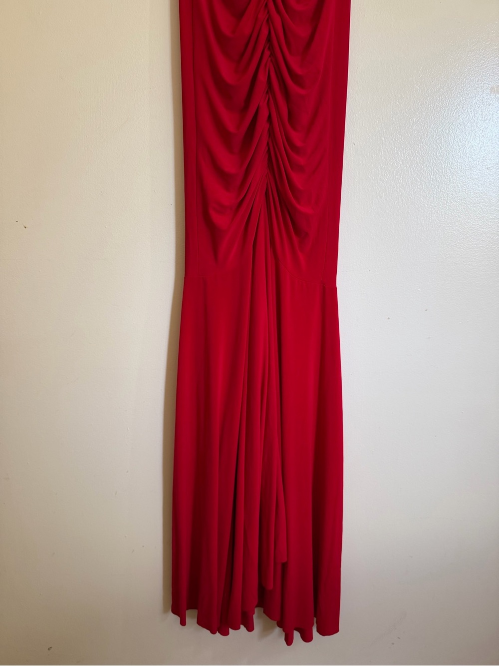Norma Kamali X REVOLVE Strapless Shirred Front Fishtail Gown in Tiger Red - Picture 6 of 9
